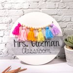 Panneau de porte arc-en-ciel personnalisé - Cadeau pour professeur