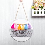 Panneau de porte arc-en-ciel personnalisé - Cadeau pour professeur