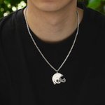 Personalized American Football or Helmet Pendant Necklace with Name and Number Gift for Sport Fan Football Lover