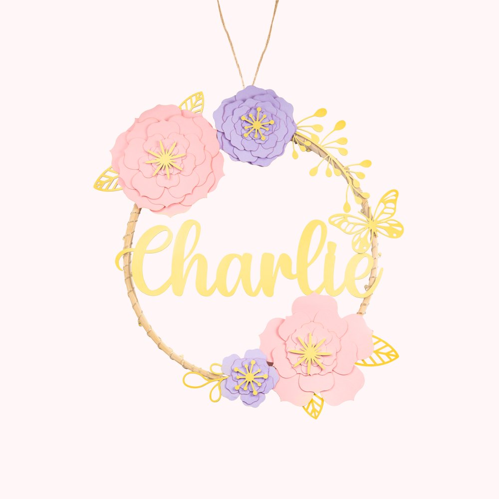 Personalisierte Baby Name Girlande Blume Nachtlicht Raumdekoration mit LED