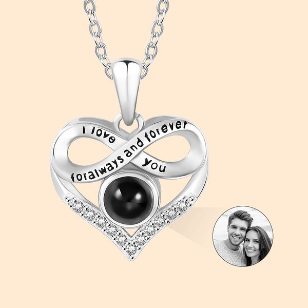 Collar Corazón Infinito Personalizado 100 Lenguas Te Quiero Foto Proyección