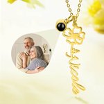 Collier Prénom Pendentif Personnalisé avec Fleur de Naissance et Projection Photo Cadeau pour Femme