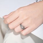 Personalized Sterling Silver Moon and Sun Ring with Celtic Triquetra Celestial Ring