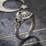 Personalized Sterling Silver Moon and Sun Ring with Celtic Triquetra Celestial Ring