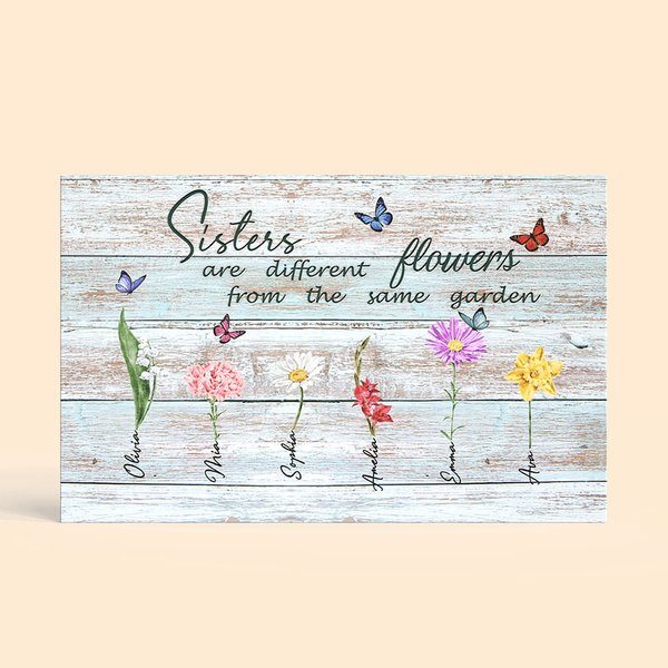 Sorella personalizzata nascita fiori giardino pittura su tela per casa segno decorativo