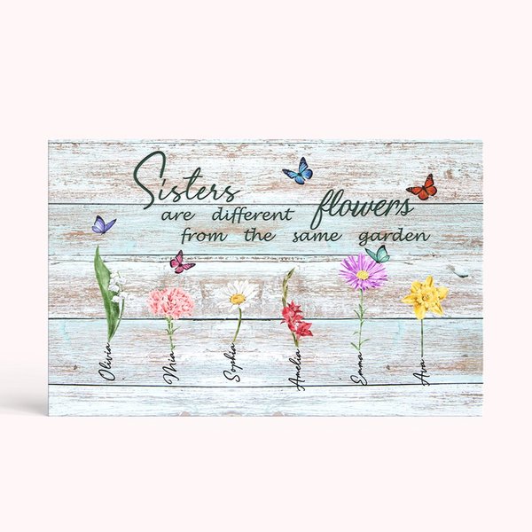 Personalisierte Schwester Geburt Blumen Garten Leinwand Gemälde für Haus dekorative Zeichen