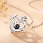 Personalised 100 Languages Photo Projection Necklace with Heart Pendant