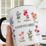 Tasse à Café en Céramique 330ml Personnalisée 1-20 Fleurs de Naissance Mug de Jardin de Grand-mère Cadeau pour Mère Grand-mère