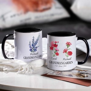 Personalised Grandma's Garden 1-20 Birth Flowers 11oz Ceramic Coffee Mug Gift for Mother Grandma