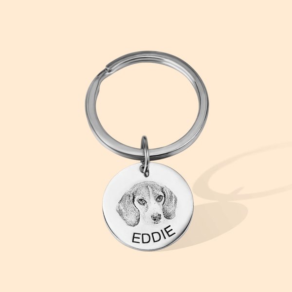 Portachiavi personalizzato con foto di 1-4 cani e gatti con nome inciso Regalo di compleanno commemorativo per gli amanti degli animali domestici