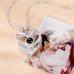 Personalised 100 Languages Photo Projection Necklace with Heart Pendant