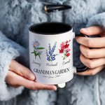 Tasse à Café en Céramique 330ml Personnalisée 1-20 Fleurs de Naissance Mug de Jardin de Grand-mère Cadeau pour Mère Grand-mère