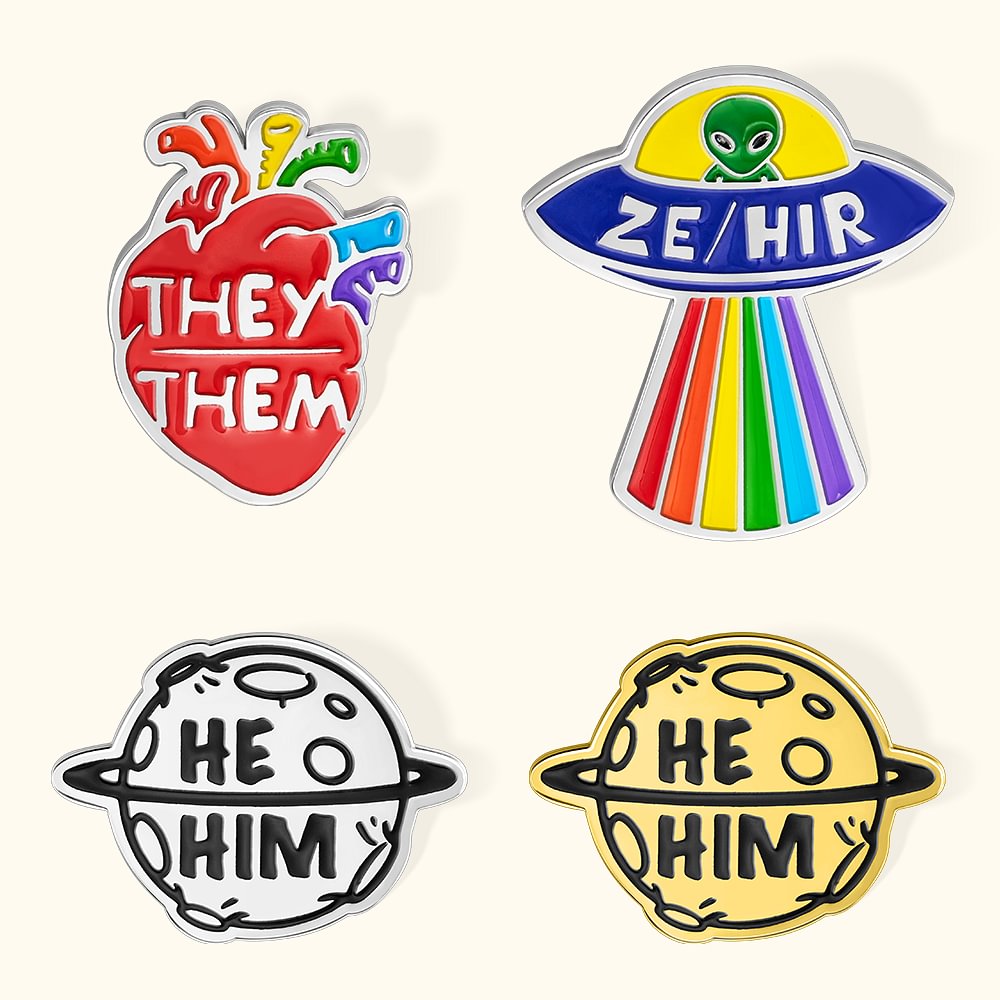 Personalisierte LGBTQ Pronomen Button Pin Kollektion