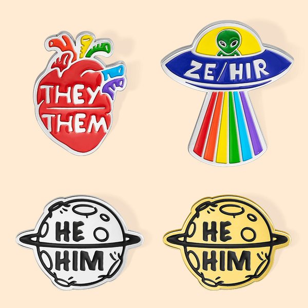 Personalised LGBTQ Pronoun Button Pin Collection