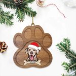 Personalised Double Sided Santa Hat Dog Paw Christmas Ornament with Name Christmas Tree Decor Gift for Dog Lover
