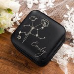 Boîte à Bijoux en Cuir Personnalisée avec Nom Fleur de Naissance et Constellation Cadeaux d'Anniversaire pour Femmes