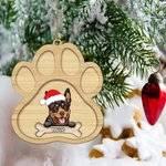 Personalised Double Sided Santa Hat Dog Paw Christmas Ornament with Name Christmas Tree Decor Gift for Dog Lover