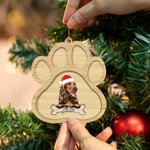 Personalised Double Sided Santa Hat Dog Paw Christmas Ornament with Name Christmas Tree Decor Gift for Dog Lover