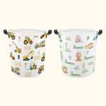 Personalized Children's Laundry Basket with Trucks and Dinosaurs Pattern