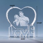 Personalizada en forma de corazón del amor 3D Foto de cristal de recuerdo de regalo para la pareja