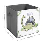 Personalized Children's Folding Storage Box with Vehicle and Dinosaur Pattern