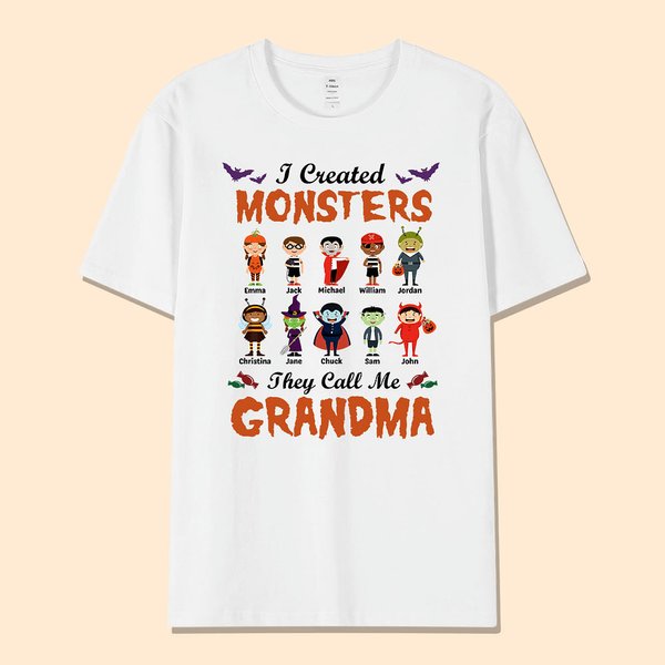 Personalised I Created Monsters They Call Me Grandma Halloween Family Shirt