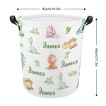 Personalized Children's Laundry Basket with Trucks and Dinosaurs Pattern