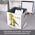 Personalized Children's Folding Storage Box with Vehicle and Dinosaur Pattern