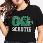 Personalised Football Theme Short Sleeve Glitter T-shirt with Name and Number
