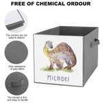 Personalized Children's Folding Storage Box with Vehicle and Dinosaur Pattern
