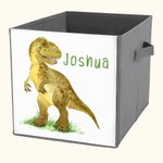 Personalized Children's Folding Storage Box with Vehicle and Dinosaur Pattern