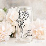 Personalised Birth Flower FUTURE MRS MISS Glass Cup