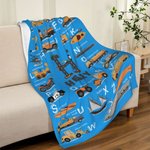 Couverture personnalisée pour enfant avec initiales et nom Alphabet éducatif Décoration maison Cadeau d'anniversaire pour enfant Garçon
