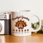 Spersonalizowany ceramiczny kubek wdzięcznej babci z indykiem na prezent z okazji Święta Dziękczynienia