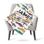 Couverture de bébé personnalisée avec nom sur le thème de la voiture de course Cadeau de douche de bébé pour nouveau-né