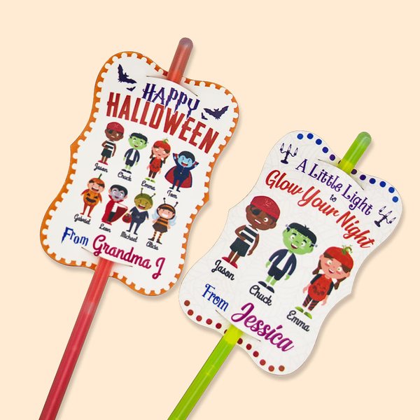 Personalizzato 10 pezzi mostro Halloween Glow Stick tag per Halloween Party Favor