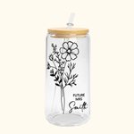 Personalised Birth Flower FUTURE MRS MISS Glass Cup