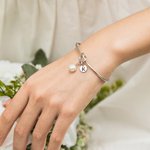 Pulsera Personalizada Nudo Inicial Tie The Knot Pulseras Pulsera de Perlas Regalo de Damas de Honor