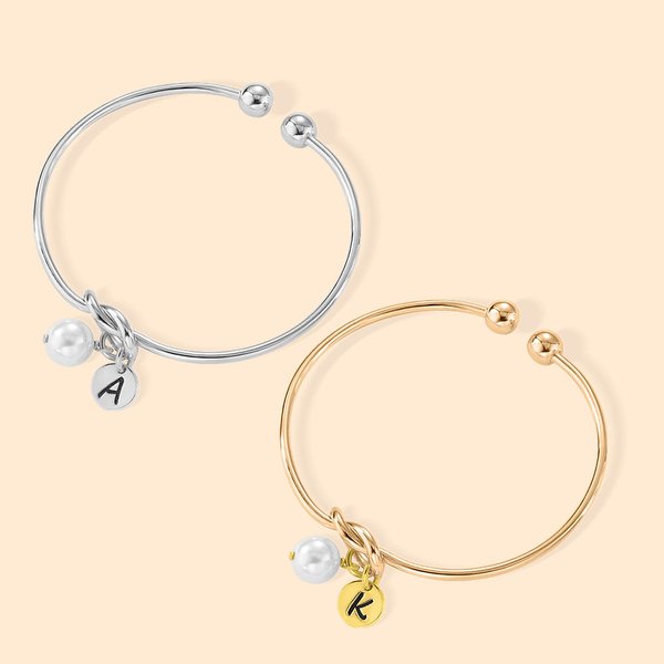 Pulsera Personalizada Nudo Inicial Tie The Knot Pulseras Pulsera de Perlas Regalo de Damas de Honor