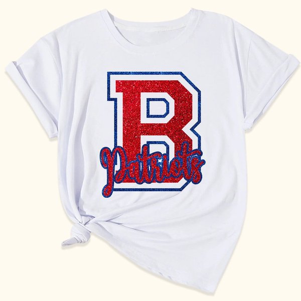 Gepersonaliseerd Spirit Glitter Shirt met mascotte en letter