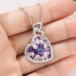 Personalisierte Glitzernde Herzformige Halskette mit Elefant und Kristall Geschenk für Mutter Oma Familie