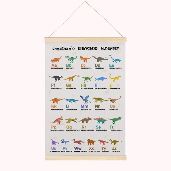 Personalisierte Leinwand Dinosaurier Alphabet Wandkunst pädagogische Poster Klassenzimmer Kinderzimmer Dekor