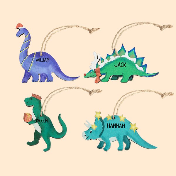 Personalized Dinosaur Christmas Tree Hanging Ornament