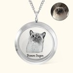 Médaillon avec Prénom et Portrait Personnalisés Collier d'Urne Commémoratif pour Animaux de Compagnie