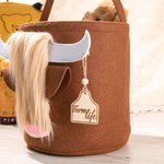 Spersonalizowany kosz do przechowywania zabawek dla dzieci z filcu Scottish Highland Cow