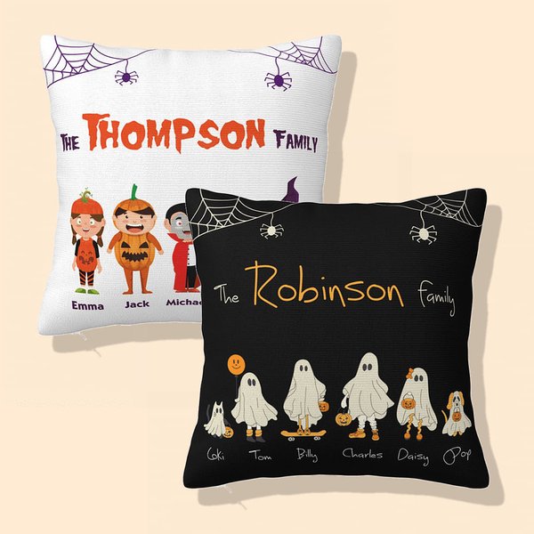 Personalizado Halloween Lindo Fantasma Familia Cojín Funda de almohada