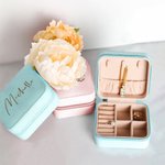 Personalised PU Leather Jewellery Box Organizer with Name Portable Travel Essentials Birthday Wedding Gift for Women