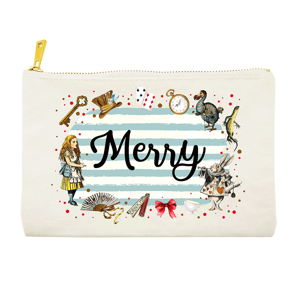 Personalized Wonderland Cosmetic Bag with Name Birthday Wedding Bridal Shower Gift for Women