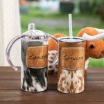 Tasse à bec en peau de vache avec nom, personnalisée.