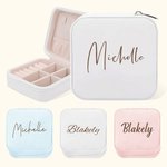 Personalised PU Leather Jewellery Box Organizer with Name Portable Travel Essentials Birthday Wedding Gift for Women